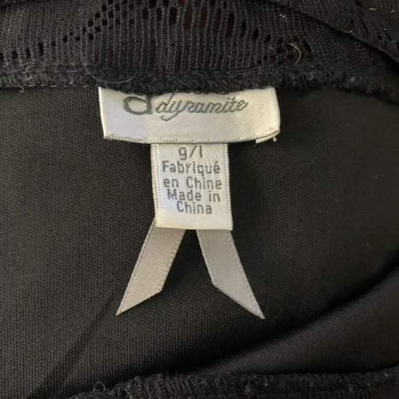 Dynamite Lace Chiffon Party Dress L Black Purple Lined Low Back Elastic Waist - Picture 6 of 6